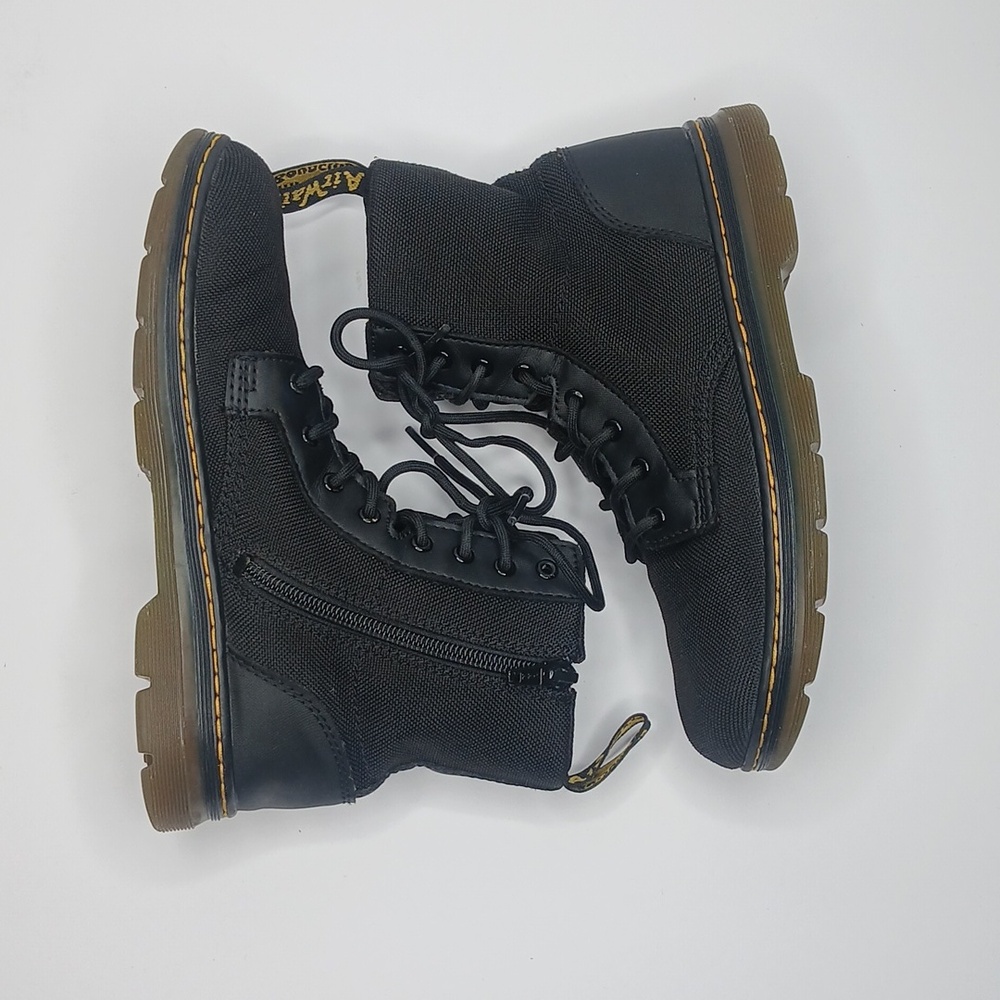 Dr. Martens Black 8 Eyelet Canvas Lace Up Combat Boots - Picture 4 of 8
